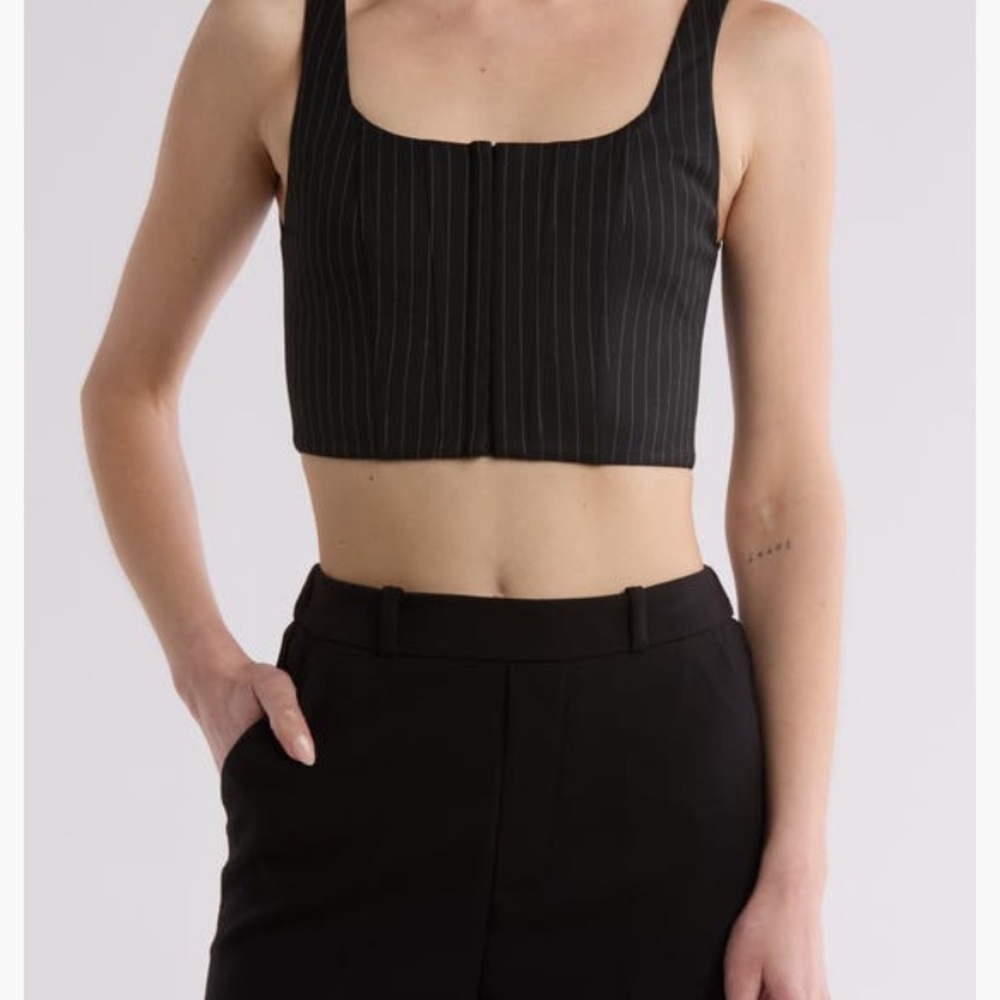 New with tags! Black Pinstripe Crop Top